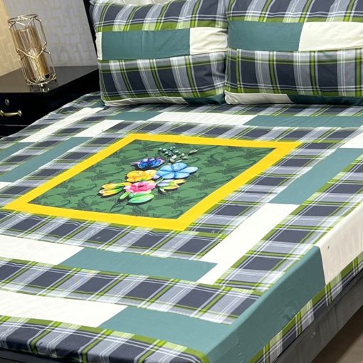 Breathable cotton double bed bedsheet with stylish digital print – SKU-10  