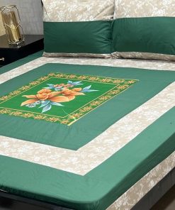 Soft cotton bedsheet for double bed in king size with 2 pillows – SKU-06  