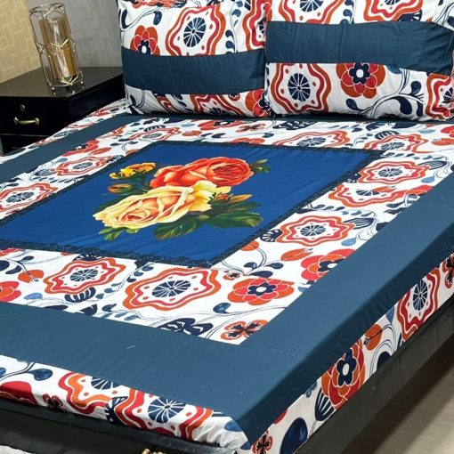 High-quality printed cotton bedsheet for large double beds – SKU-07  