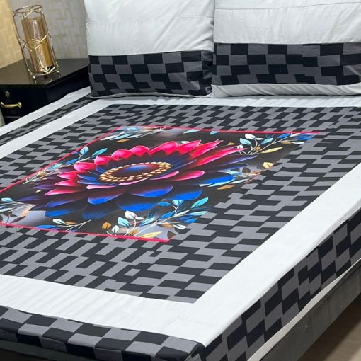 King size digital cotton bedsheet with 2 pillow covers for double bed – SKU-01  
