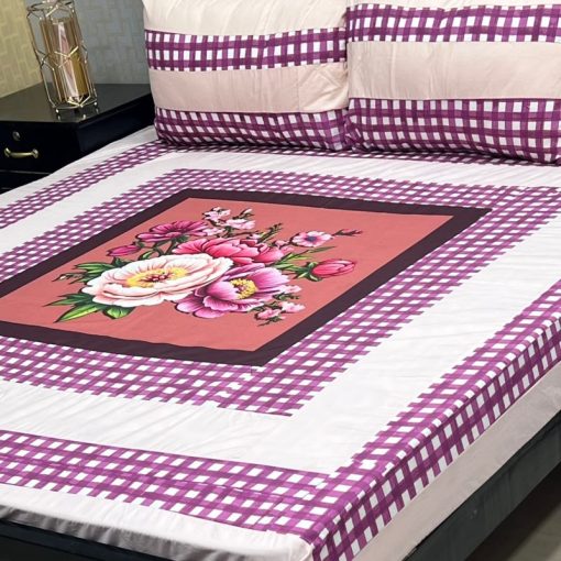 Pure cotton king size bedsheet with durable print and soft fabric – SKU-04  