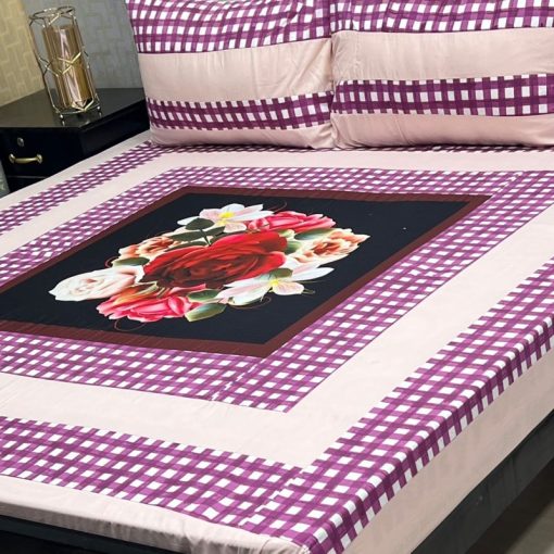 Digital design bedsheet set for king size double bed – SKU-05  