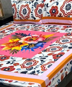 Digitally printed cotton bedsheet for double bed with matching pillows – SKU-03  