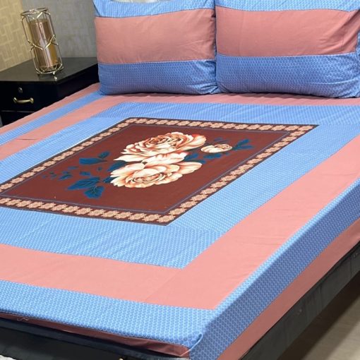 Modern print cotton bedsheet set for double bed use – SKU-17  