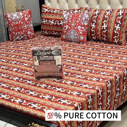 High Quality King Size Cotton Bedsheet – 5PCS Set for Double Bed – Pakistan