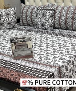 Cotton King Size Bed Sheet with Pillow Covers – 97x95 – Made in Pakistan