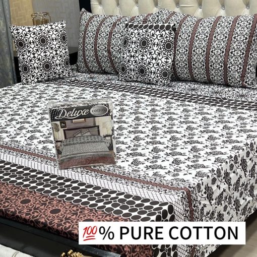 Cotton King Size Bed Sheet with Pillow Covers – 97x95 – Made in Pakistan