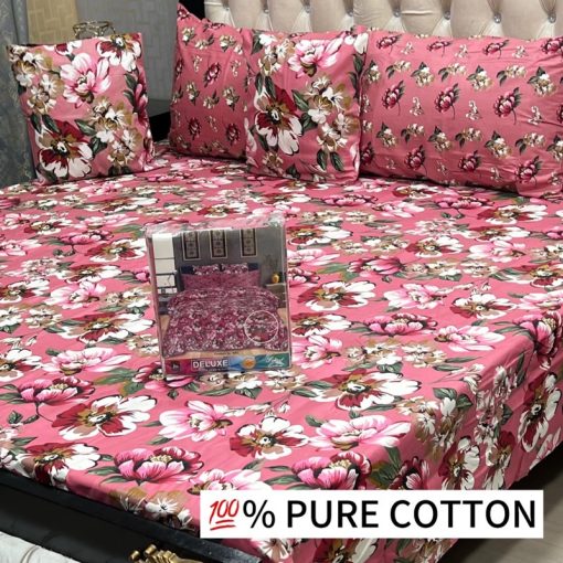Buy 5PCS Pure Cotton Bedsheet for Double Bed – King Size 97x95 – Pakistan