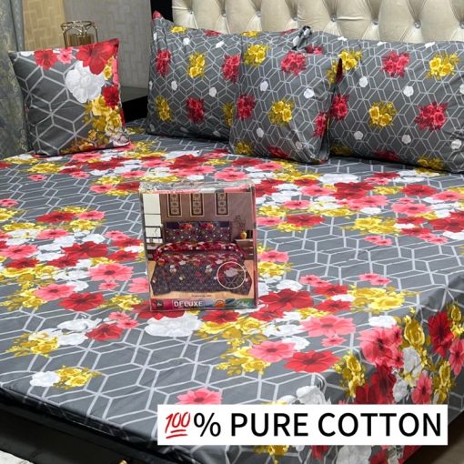 King Size Pure Cotton Bedsheet with Pillow Covers & Cushions – Pakistan Affordable Bedding