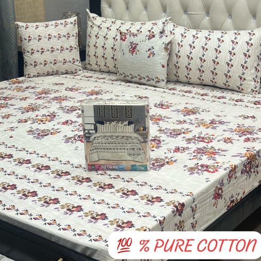 Premium Cotton Bedsheet for Double Bed – King Size 5PCS Set – Pakistan