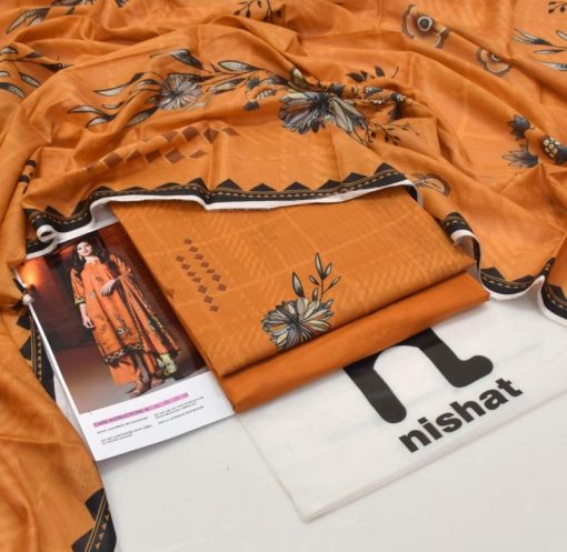 Nishat NT-201 | 3 Piece Lawn Printed Suit – Unstitched Summer Wear for Women