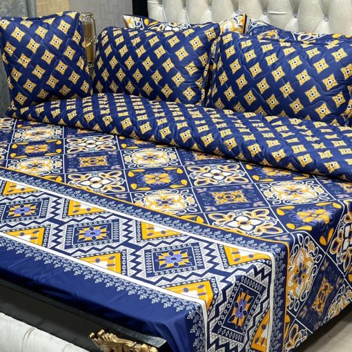 7PC Printed Cotton Comforter Set for King Bed in Pakistan