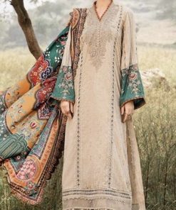 Maria.B MB-1027 Lawn Embroidered Suit with Printed Shirt and Diamond Chiffon Dupatta