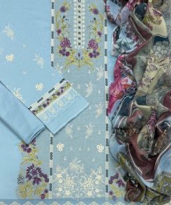Embroidered trouser patch with printed dupatta ZS-555