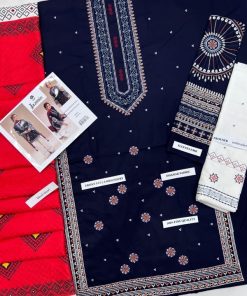 Jazmin JZ-564 | Premium Dhanak 3 Piece Embroidered Winter Suit with Digital Wool Shawl
