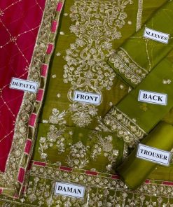 Embroidered chiffon panel with sequence shine