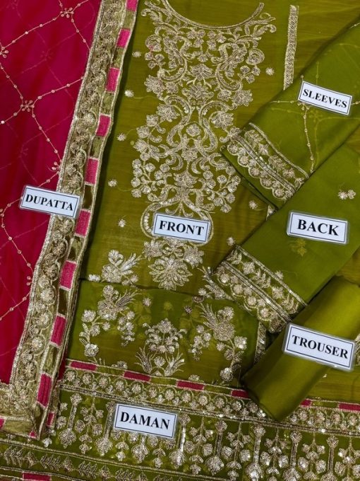 Embroidered chiffon panel with sequence shine