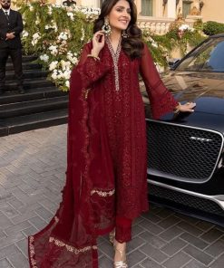 Azure AZ-1143 embroidered chiffon front view