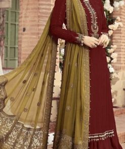 Mariab MB-69 rose gold chiffon front embroidery