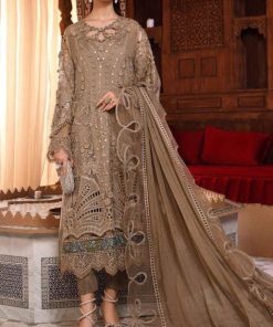 Maria.B MB-557 Luxury 3 Piece Organza Embroidered Suit with Handwork, 3D Flowers, Cutwork & Tassels