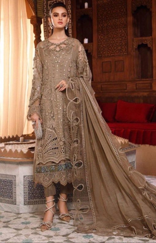 Maria.B MB-557 Luxury 3 Piece Organza Embroidered Suit with Handwork, 3D Flowers, Cutwork & Tassels