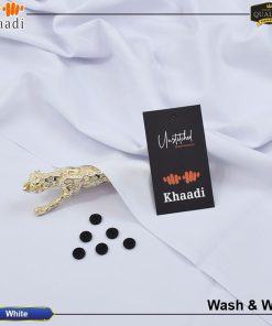 White Khaadi Wash & Wear Men’s Unstitched Suit – All Season Fabric