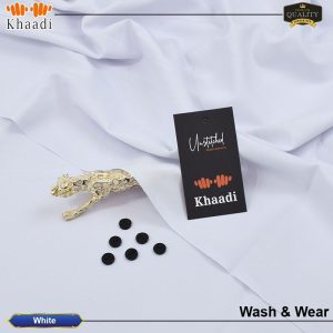 White Khaadi Wash & Wear Men’s Unstitched Suit – All Season Fabric