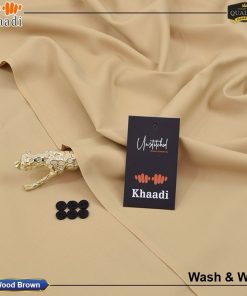 Brown Khaadi Wash & Wear Men’s Unstitched Suit – All Season
