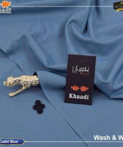 Cadet Blue Khaadi Wash & Wear Unstitched Fabric for Men – 4 Meter Cut