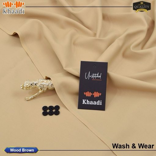 Brown Khaadi Wash & Wear Men’s Unstitched Suit – All Season