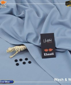 Cool Blue Khaadi Wash & Wear Men’s Unstitched Suit – 4 Meter Cutting