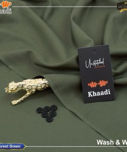 Forest Green Khaadi Unstitched Wash & Wear Suit for Men – All-Season