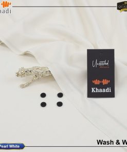 Pearl White Khaadi Wash & Wear Men’s Unstitched Suit – All Season