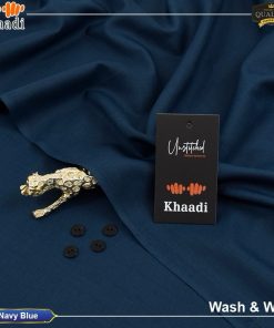 Navy Blue Khaadi Wash & Wear Men’s Unstitched Suit – 4 Meter Cutting