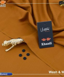 Mustard Khaadi Unstitched Wash & Wear Suit for Men – All-Season Fabric