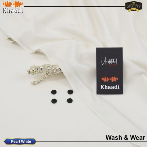 Pearl White Khaadi Wash & Wear Men’s Unstitched Suit – All Season