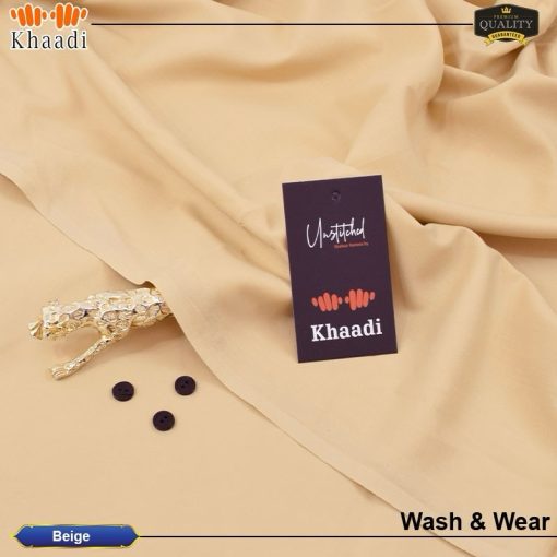 Beige Khaadi Wash & Wear Unstitched Men’s Suit – 4 Meter, All Season