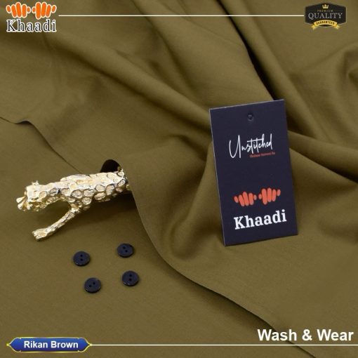 Rikan Brown Khaadi Wash & Wear Men’s Unstitched Suit – 4 Meter Cutting
