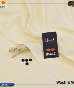 Cream Khaadi Wash & Wear Men’s Unstitched Suit – 4 Meter Cutting