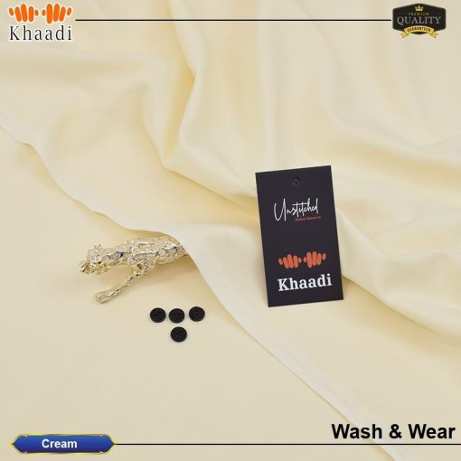 Cream Khaadi Wash & Wear Men’s Unstitched Suit – 4 Meter Cutting