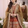 Asim Jofa AJ-558 Heavy Embroidered Chiffon Frock with Satin Silk Trouser and Dupatta