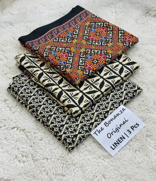 Bonanza Satrangi Stylish Allover Linen Winter Outfit