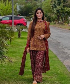 Bonanza Satrangi Allover Linen Fabric Outfit for Stylish Ladies