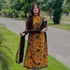 Bonanza Satrangi Linen Allover Print Dress for Winter Occasions