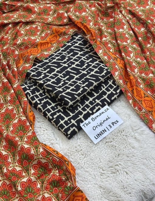 Bonanza Satrangi Allover Linen Winter Suit for Women