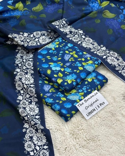 Bonanza Satrangi Allover Linen Suit Perfect for Winter Season