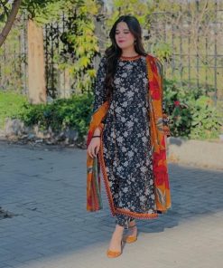 Bonanza Satrangi Stylish Linen Allover Dress for Winter Wardrobe