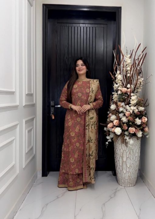 Bonanza Satrangi Linen Winter Dress with Elegant Allover Patterns