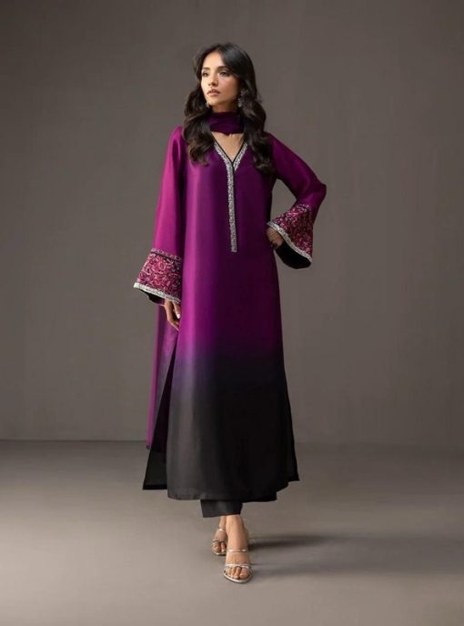 Shamooz Silk Dupatta with Stylish 3 Piece Dress
