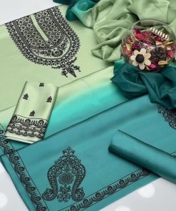 Silk Unstitched 3 Piece Ladies Outfit for Summer